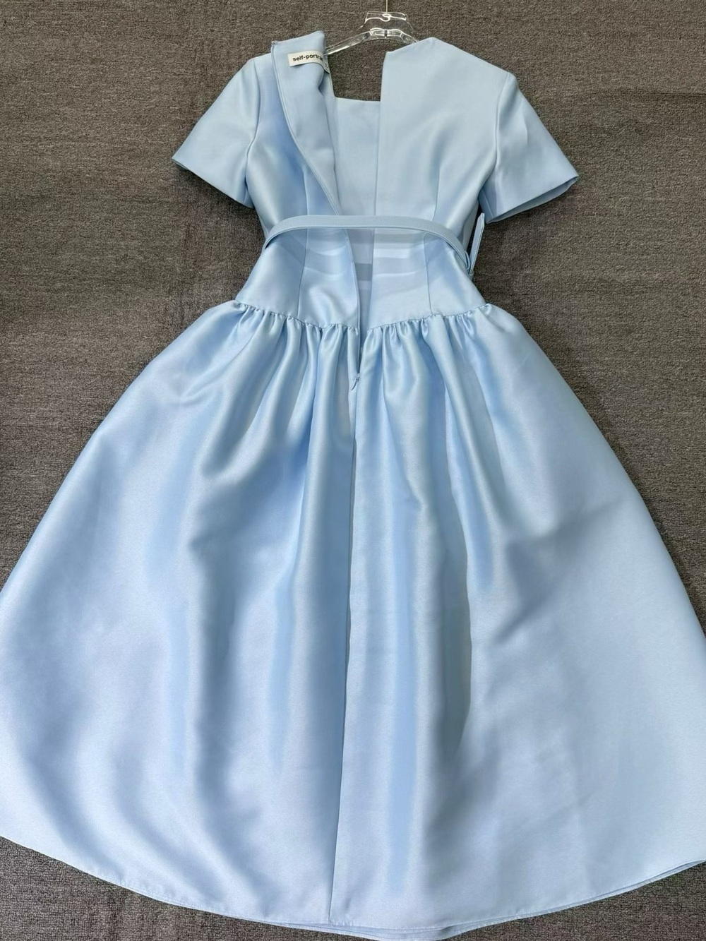 NWOT Self-Portrait BLUE BUTTON FRONT TAFFETA MIDI DRESS - Picture 10 of 11